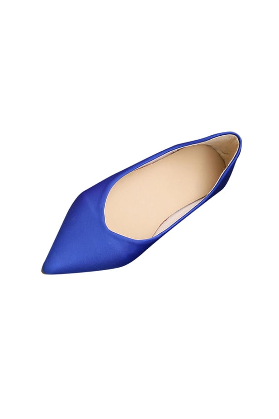 Royal Blue Ballet Flats for Women, Pointed Toe Slip-On Flats with Soft Fabric & Non-Slip Sole, Comfortable Everyday Casual Shoes,Size 7.5