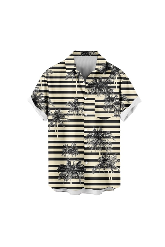 Royal Blue Beach Lounge Button Tshirts for Mens Fall Winter Short Sleeve High Neck Spandex Loose Fit Hawaiian Striped Cardigan Tropical Tee Shirt Tops Man 2025 Clothing L