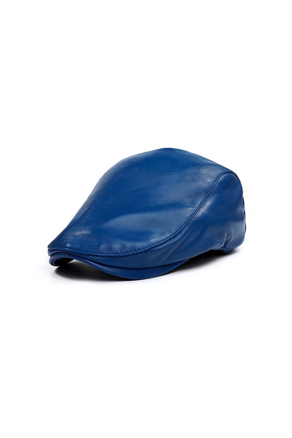 Royal Blue Beret Hat Men Women Flat Cap Real Leather Spr-ing Autumn Male Female Solid Unisex Peaked Cap ,Soft Feel