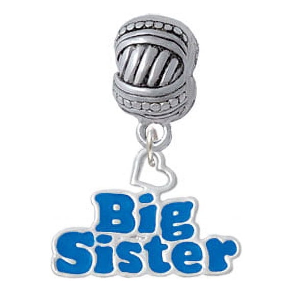 Royal Blue ''Big Sister'' with Heart - Large Rope with Cross Beads Charm Bead