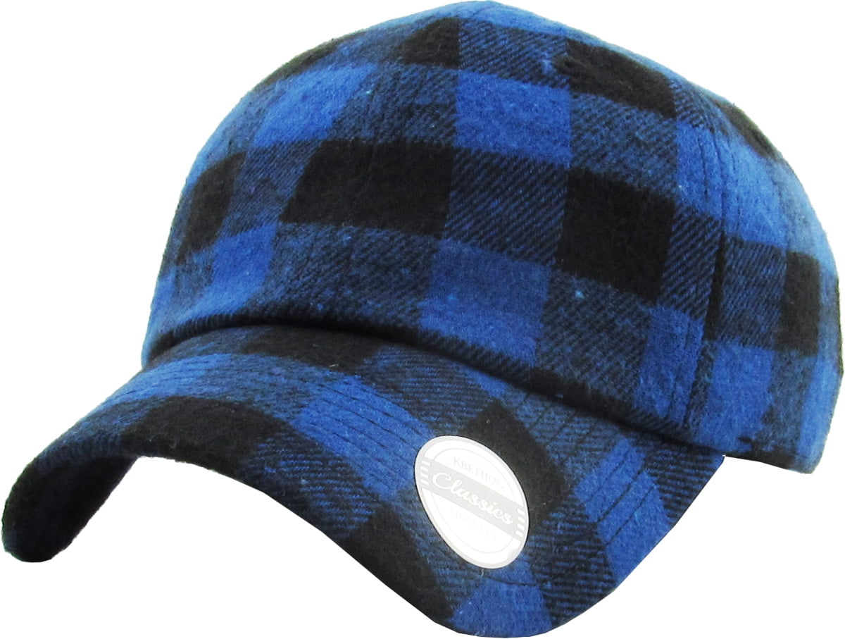 Royal Blue-Black Buffalo Plaid Classic Baseball Cap Dad Hat