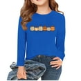 thumbnail image 1 of Royal Blue Boy Girl Graphic T Shirts for Kids Girl Boy Winter Fall Long Sleeve Crew Neck Dressy Happy Holiday Gift Thanksgiving Casual Cute T Shirt Thermal Tops T shirt Child 2025 8 Years, 1 of 5