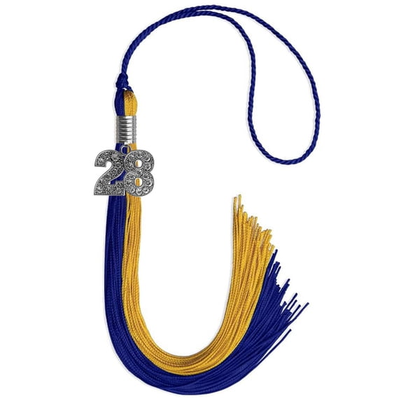 Endea Graduation Royal Blue/Bright Gold Graduation Tassel with Silver Date Drop