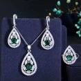 thumbnail image 1 of Royal Blue CZ Women Dangle Drop Necklace Huggie Earrings and Ring Jewelry Sets, 1 of 9