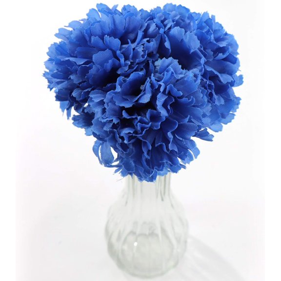 Royal Blue Carnation Pick – 3.5" Diameter Artificial Flower Head on 5" Stem for Floral Arrangements & Crafts