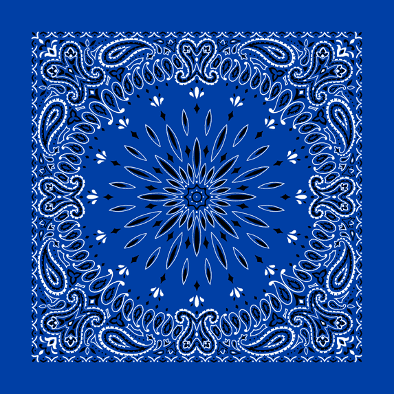 Royal Blue Circular Burst Paisley Bandanas - Dozen Packed 22x22