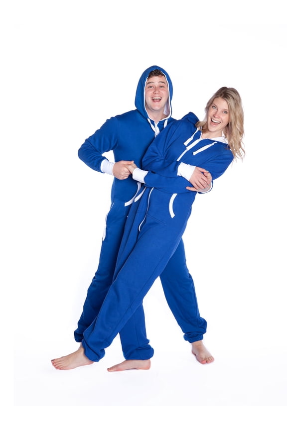 Royal Blue Cotton Hooded Hoodie Jumpsuit Sleeper Playsuit Loungewear
