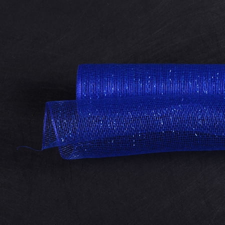 Royal Blue - Deco Mesh Wrap Metallic Stripes - ( 21 Inch x 10 Yards )