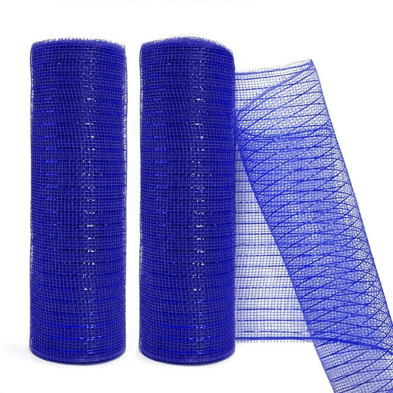 GTYBOVA Royal Blue Decor Mesh Ribbon for Easter Wreath Metallic Foil Mesh Ribbon for Home Decor Craft Spring Holiday Party 10 Inch 10 Yards(2 Rolls)