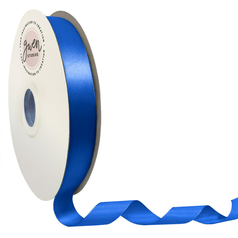 Royal Blue Double Faced Satin Ribbon for Crafts, 7/8 x 100 Yards by Gwen  Studios