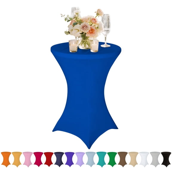 Royal Blue Elastic Tablecloth for 43"x32"  Round Table - Spandex Stretch Cocktail Table Cover for Party, Wedding, Banquet Decor