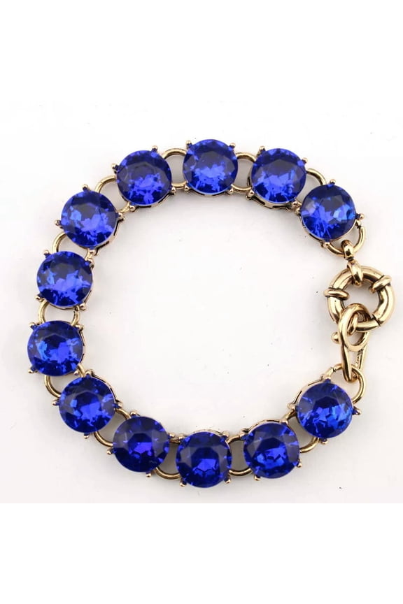 Royal Blue Glass Crystal Round Dot Bracelet Bangle Glass Jewelry for Women