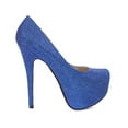 thumbnail image 1 of Royal Blue Glitter Almond Toe Stiletto Platform Pump Womens Heels (7), 1 of 1