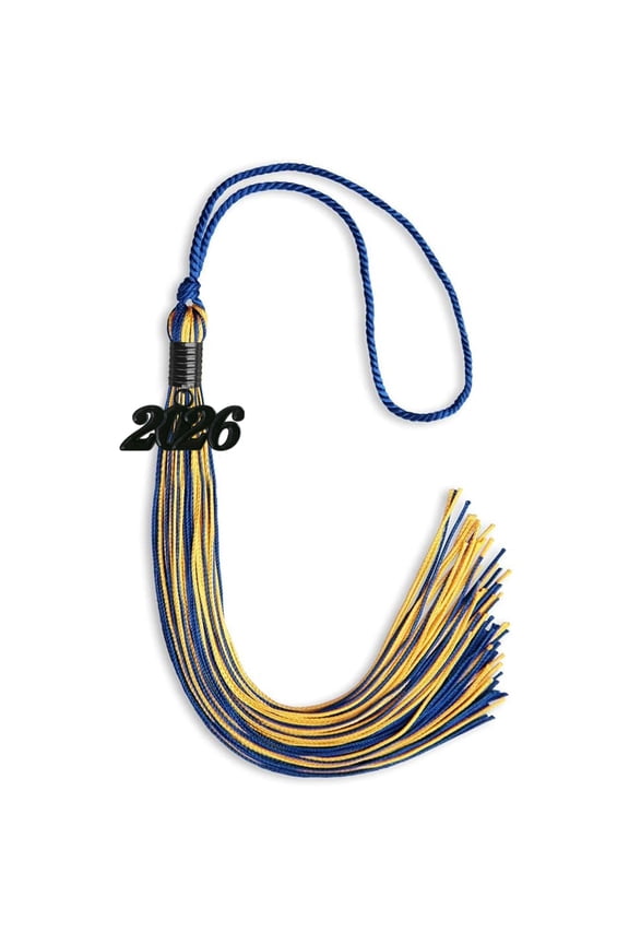 Royal Blue/Gold Mixed Color Graduation Tassel with Black Date Drop