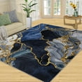 thumbnail image 1 of Royal Blue Gold Rug Bathroom Rug, Fashion Marble Living Room Rug, Anti-Slip Washable Rugs for Bedroom Hardwood Floors Study Room Office Carpet Lounge Camping Rug 4x6ft, 1 of 6