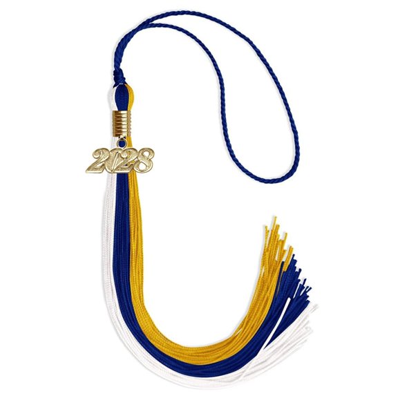 Endea Graduation Royal Blue/Gold/White Graduation Tassel with Gold Date Drop