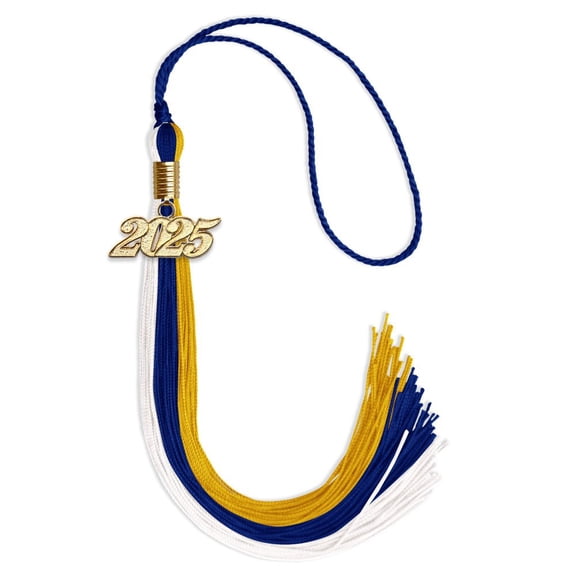 Endea Graduation Royal Blue/Gold/White Graduation Tassel with Gold Date Drop