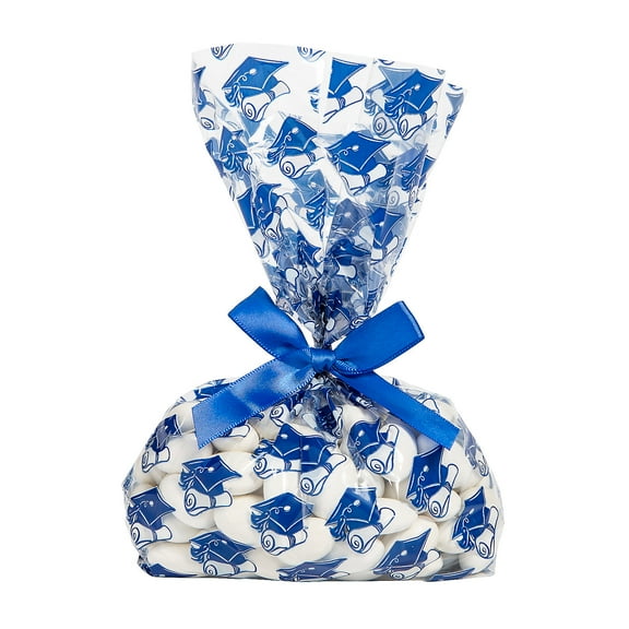 Royal Blue Graduation Cellophane Bags with Bow for 48
