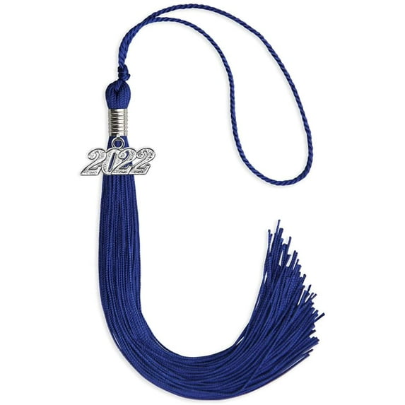Royal Blue Graduation Tassel with Silver Date Drop