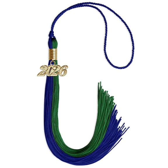 Endea Graduation Royal Blue/Green Graduation Tassel with Gold Date Drop