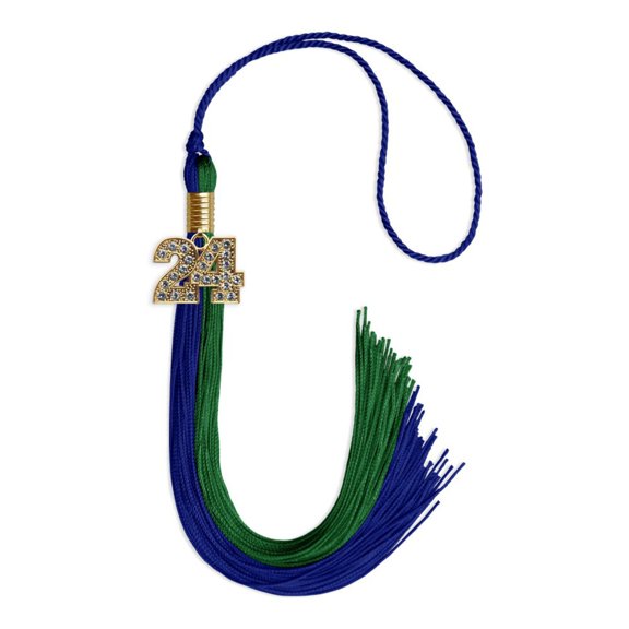 Endea Graduation Royal Blue/Green Graduation Tassel with Gold Date Drop