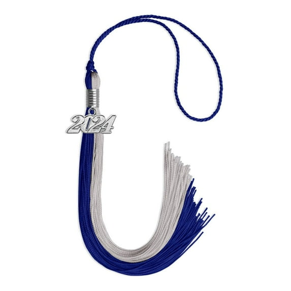 Endea Graduation Royal Blue/Grey Graduation Tassel with Silver Date Drop