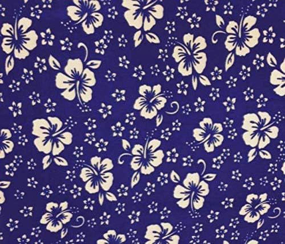 Royal Blue Hawaiian Florals Flower Fleece Fabric 2 Yards Bolt/Multi