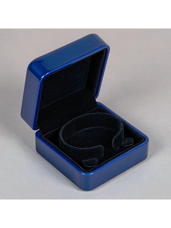 Royal Blue Jewelry Storage Box with Black Velvet Lining - Clamshell Watch Box with Custom Molded Cushion, Luxury Hard Shell Gift Case for Watch, Ring, Pendant and Cufflinks