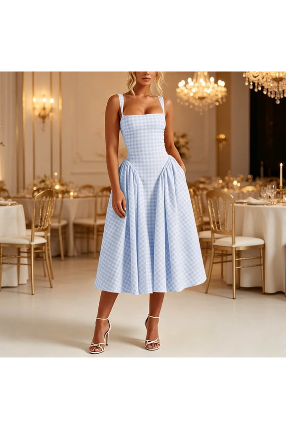 Royal Blue Ladies Wedding Guest Formal Prom Party Evening Modest Slip Off The Shoulder Dresses Homecoming Dresses for Juniors Backless Goddess Fish Net Plaid Dresses S