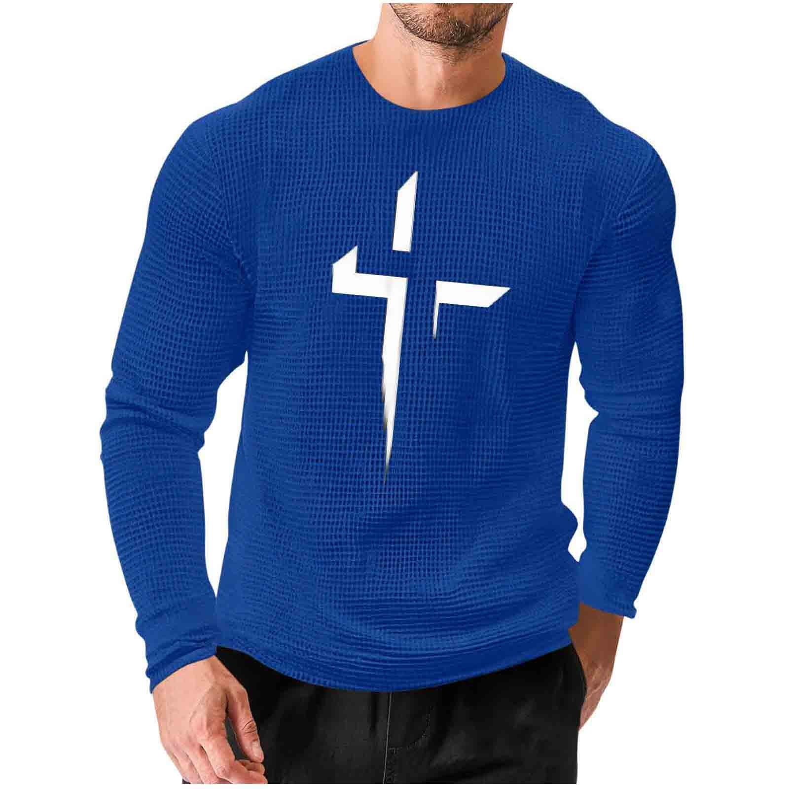 Royal Blue Man Graphic Loose Fit T Shirts Crewneck Tee Tops for Mens ...
