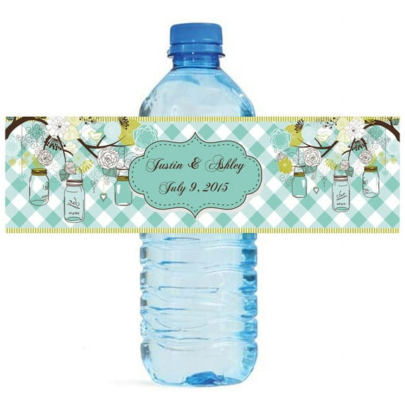 Royal Blue Mason Jars Hanging from Tree Wedding Anniversary Engagement Party Bridal Shower Water Bottle labels Birthday Party Bridal Shower Easy to Use Self Stick Labels