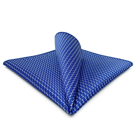 Royal Blue Mens Pocket Square Patterned 12.6" Large for Business Suit Jacket Silky Touch