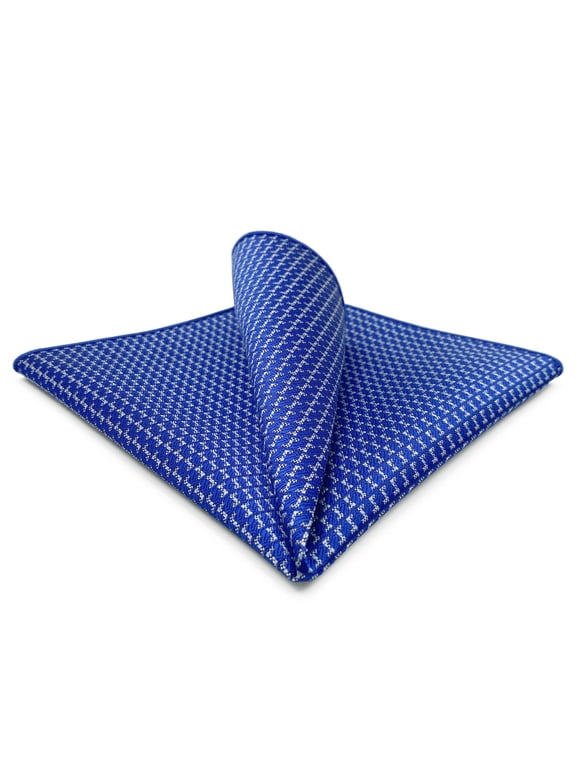 Royal Blue Mens Pocket Square Patterned 12.6" Large for Business Suit Jacket Silky Touch