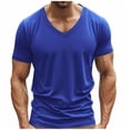 thumbnail image 1 of Royal Blue Mens V Neck Tshirts Workout Gym Lounge Jogger Tee Tops for Mens Short Sleeve Loose Fit Basic Summer Fall Shirts 2025 Soft Comfy Clothing Country Concert Y2K M, 1 of 9