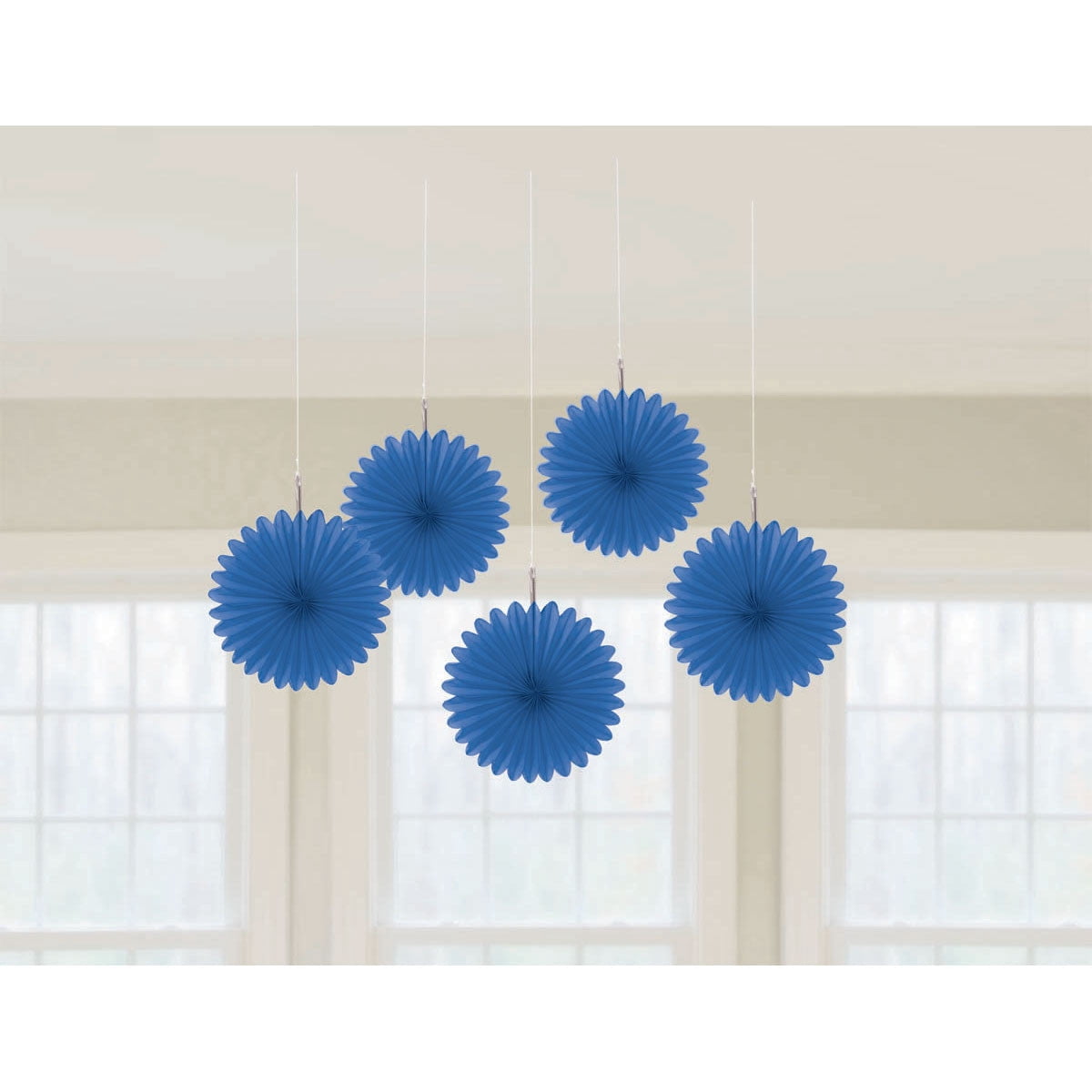 Royal Blue Mini Hanging Fan Decoration (5 Count)