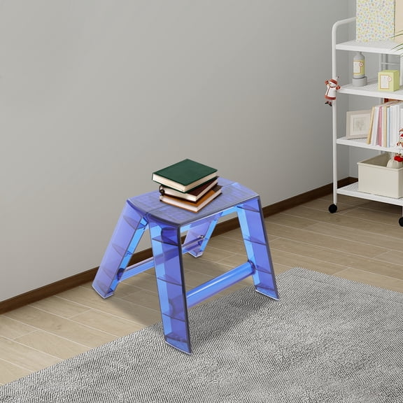 Royal Blue PC 42*39.5*23cm Two-Step Folding Stair Stool Household Multifunctional Pedal Portable Folding Stool