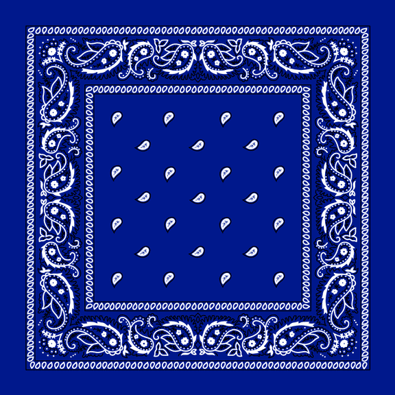 Royal Blue Paisley Bandanas - Dozen Packed 22x22
