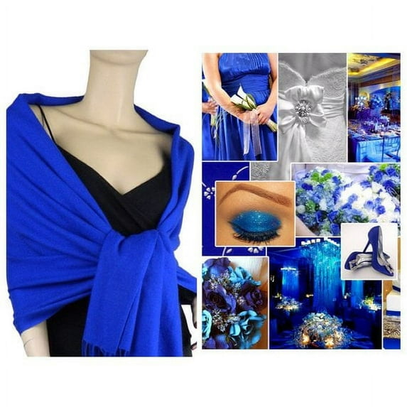 Royal Blue Pashmina Scarf Shawl, Bridesmaid Shawl, Bridal Wrap, Wedding Shawl