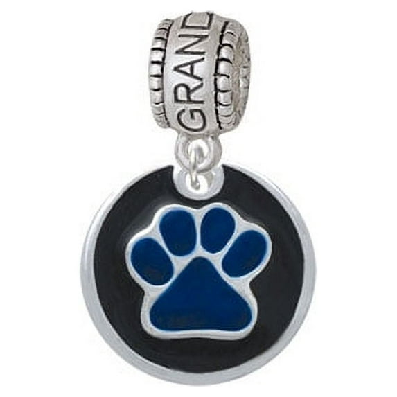 Royal Blue Paw on Black Disc - Granddaughter Charm Bead