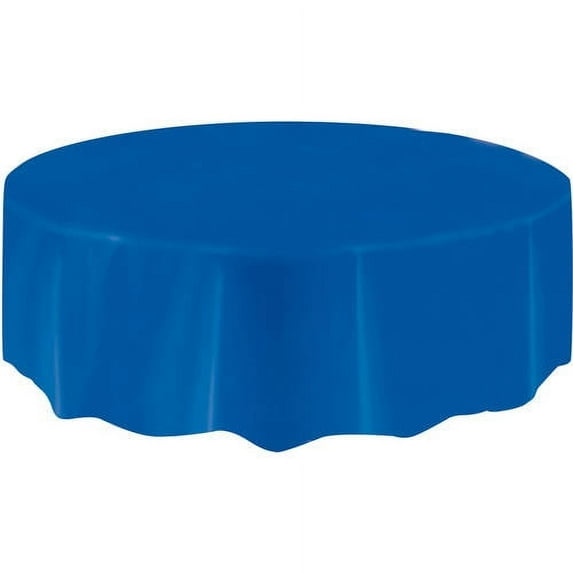 Unique Royal Blue Plastic Party Tablecloth Round 84-inch (Pack of 16)