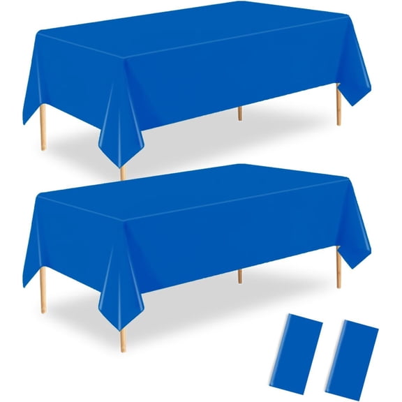 Royal Blue Plastic Tablecloth 2 Pack,54 X 108 Inch Disposable Rectangle Table Cover for Birthday,Graduation Party,Wedding and Anniversary