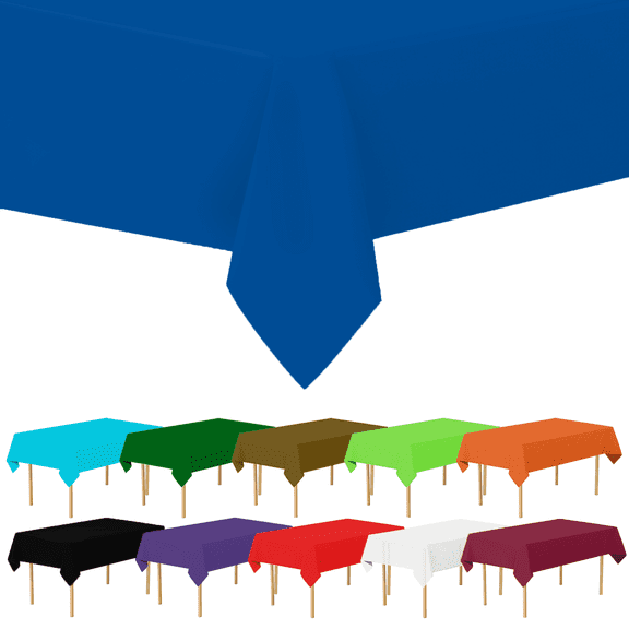 Royal Blue Plastic Tablecloth Disposable, Premium Tablecloths for Rectangle Tables 54 inch. x 108 inch. Fits Tables Up to 8 Feet, Plastic Table Cloth for Party, Wedding, Holidays - By Amcrate