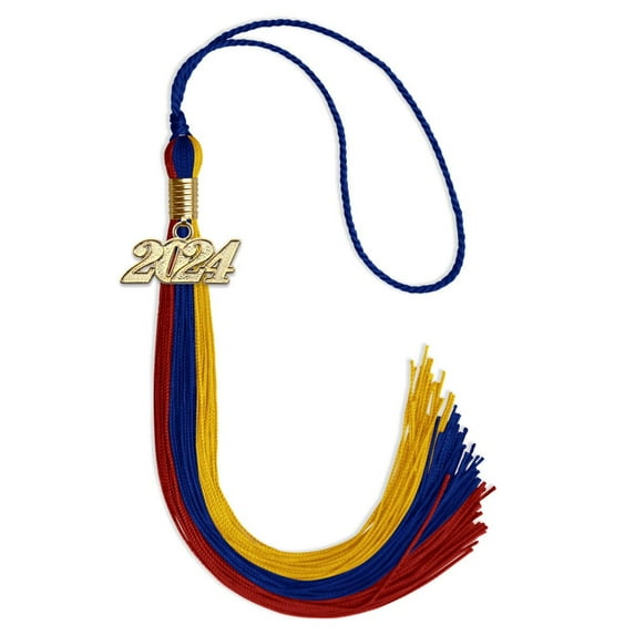 Endea Graduation Royal Blue/Red/Gold Graduation Tassel with Gold Date Drop