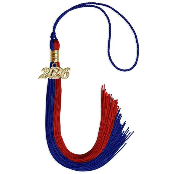 Endea Graduation Royal Blue/Red Graduation Tassel with Gold Date Drop