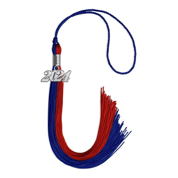 Endea Graduation Royal Blue/Red Graduation Tassel with Silver Date Drop