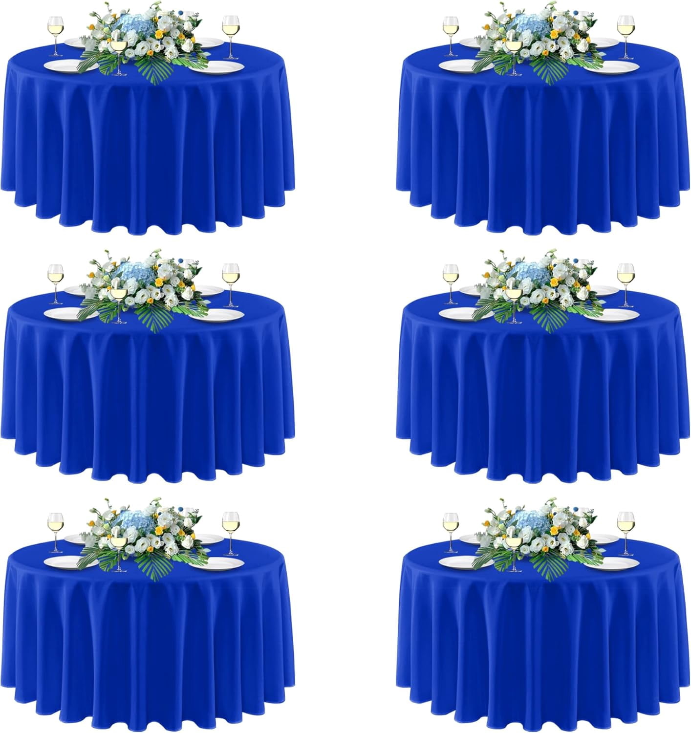 LTC LINENS Tablecloth 120 in Round for 60 Inch Circular Table - Royal Blue Table Cover - Washable, Wrinkle Resistant Polyester Fabric Cloth for Party