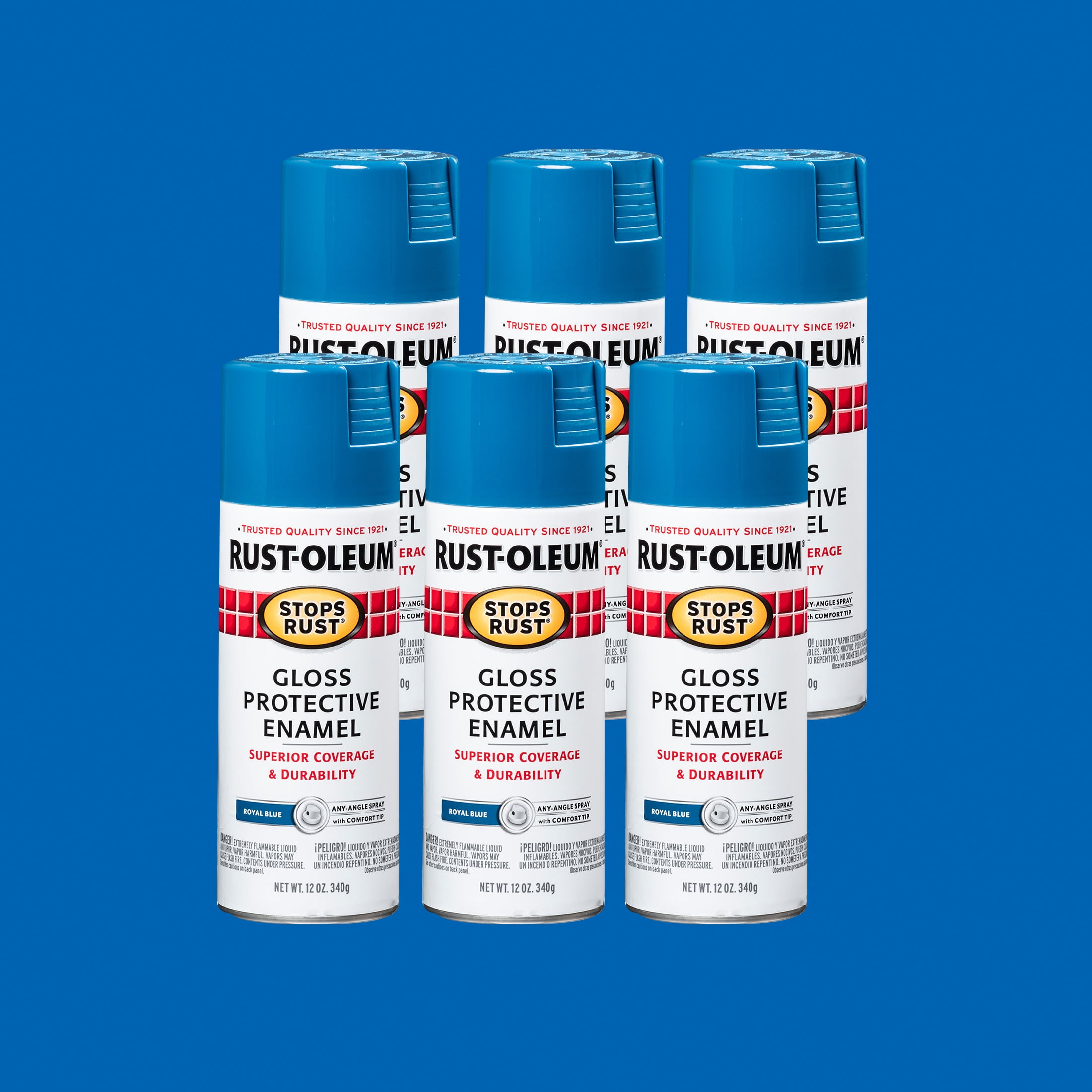 Royal Rust Color 6 Pack, Royal Blue, Rust-Oleum Stops Rust Gloss Protective Enamel Spray ...