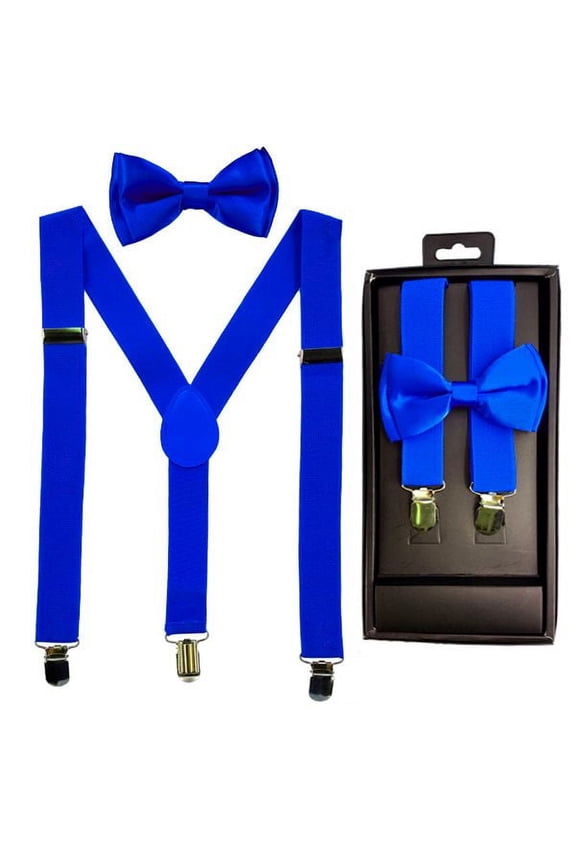 Royal Blue  SUSPENDER and BOW TIE SET Wedding Party - USA Seller - Adults Teens Men Women