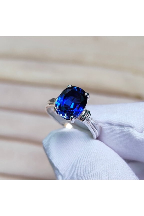Royal Blue Sapphire Ring, Handmade Blue Sapphire Ring, Sapphire Solitaire Ring, Ceylon Blue Sapphire Ring for Men's, Gift for Her.