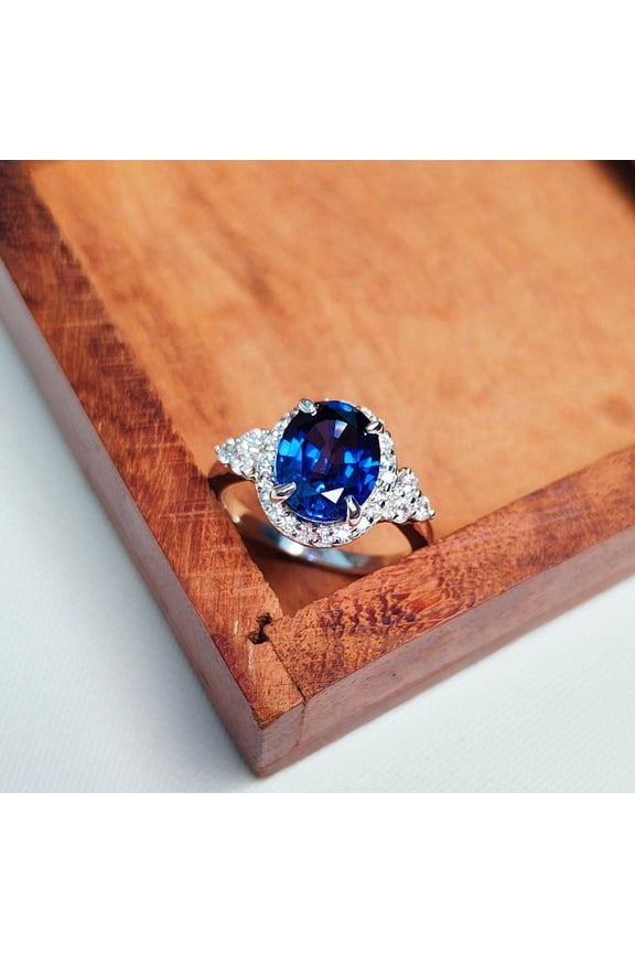 Royal Blue Sapphire Ring, Handmade Blue Sapphire Ring, Sapphire Solitaire Ring, Ceylon Blue Sapphire Ring for Men's, Gift for Her.